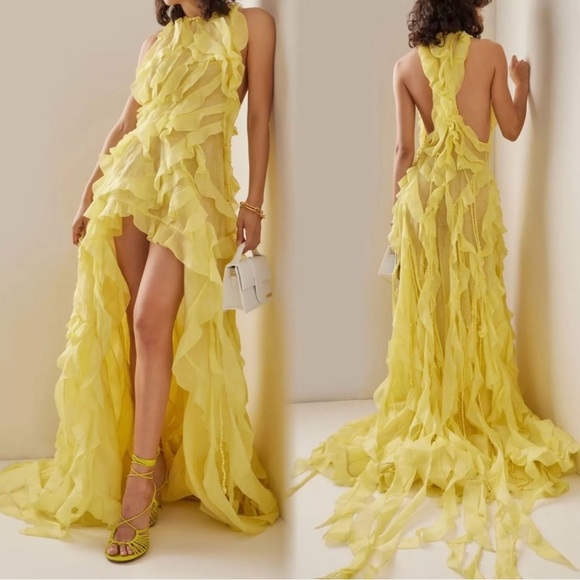 Zimmermann Dresses & Skirts - NWT Zimmermann Wonderland Silk Maxi Ruffles Dress Lemon Yellow Size 2/ Medium